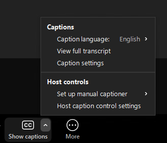 Opciones de subtítulos con zoom